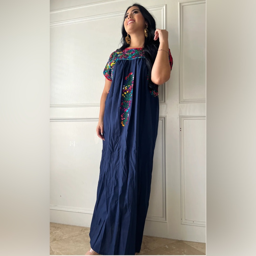 Mexican Floral hand Embroidered Dress